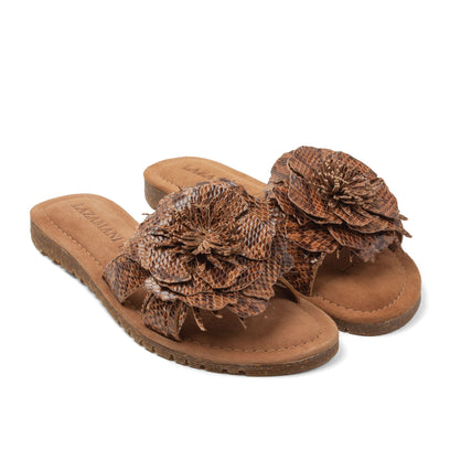Moa Dames Slippers Suede Tan