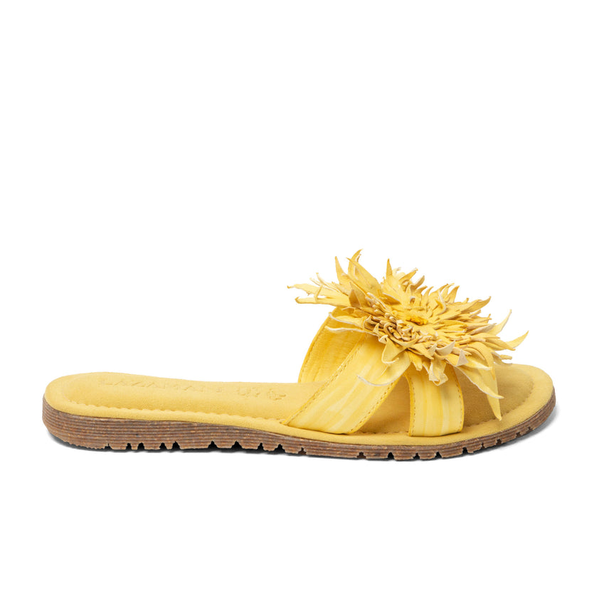 Moa Dames Slippers Leer Yellow
