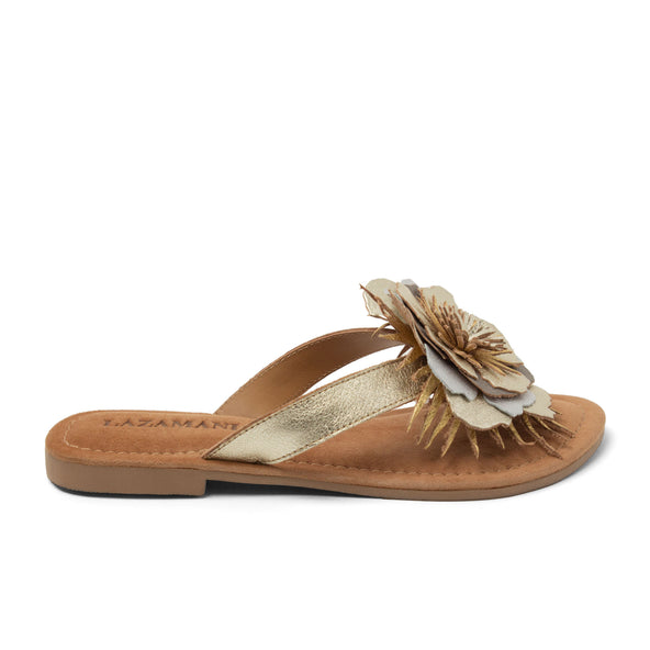 Hilde Dames Teenslippers Leer Gold