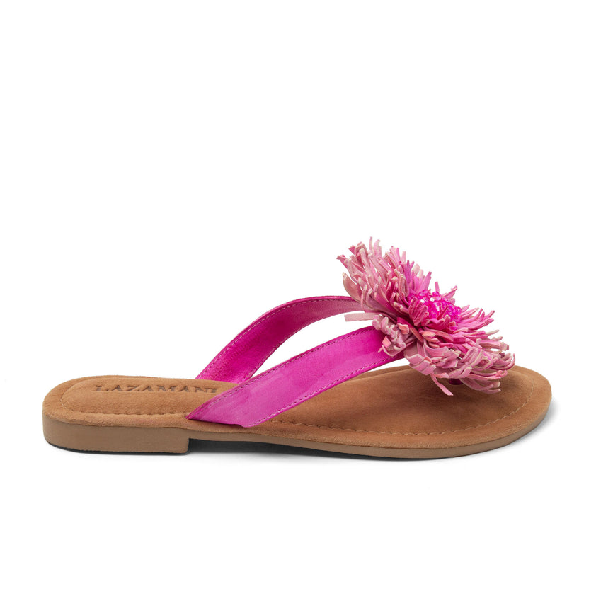 Roza Dames Teenslippers Leer Pink