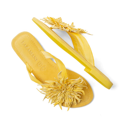 Cynthia Dames Teenslippers Leer Yellow