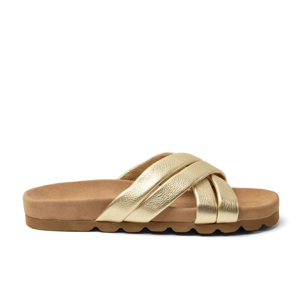 Lee Dames Slippers Leer Gold