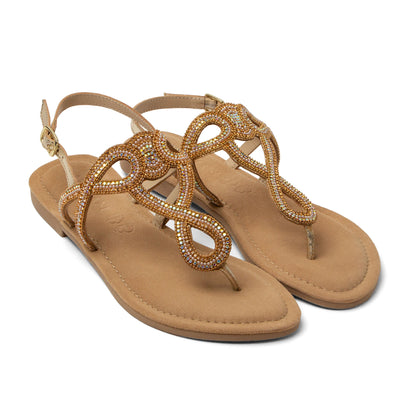 Luus Dames Sandalen Leer Gold