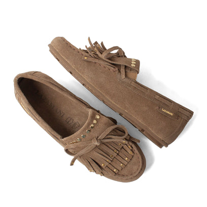 Belle Dames Mocassins Suede Khaki