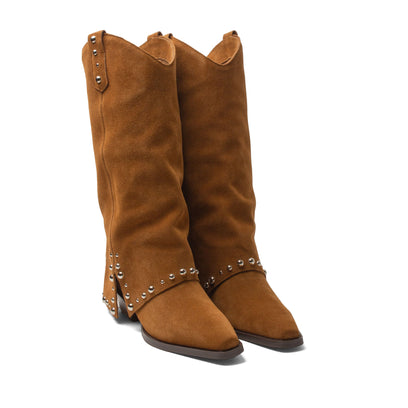 Jane Dames Laarzen Suede Cognac