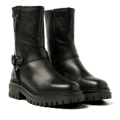 Merle Dames Biker Boots Leer Black