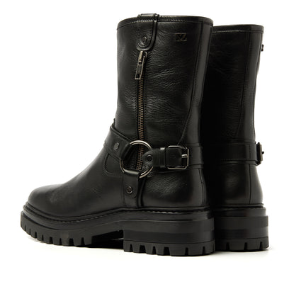 Merle Dames Biker Boots Leer Black