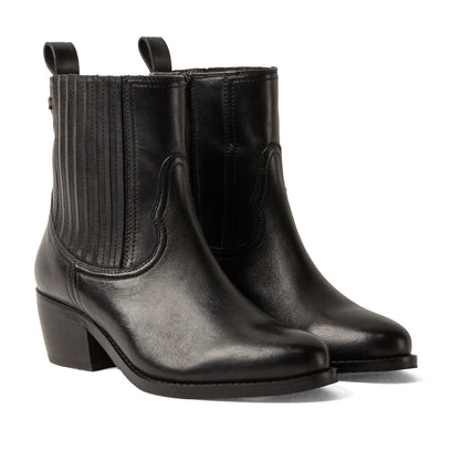 An Dames Enkellaarsjes Leer Black