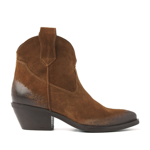 Gigi Dames Enkellaarsjes Suede Cognac