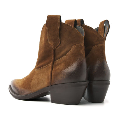 Gigi Dames Enkellaarsjes Suede Cognac