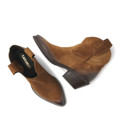 Gigi Dames Enkellaarsjes Suede Cognac