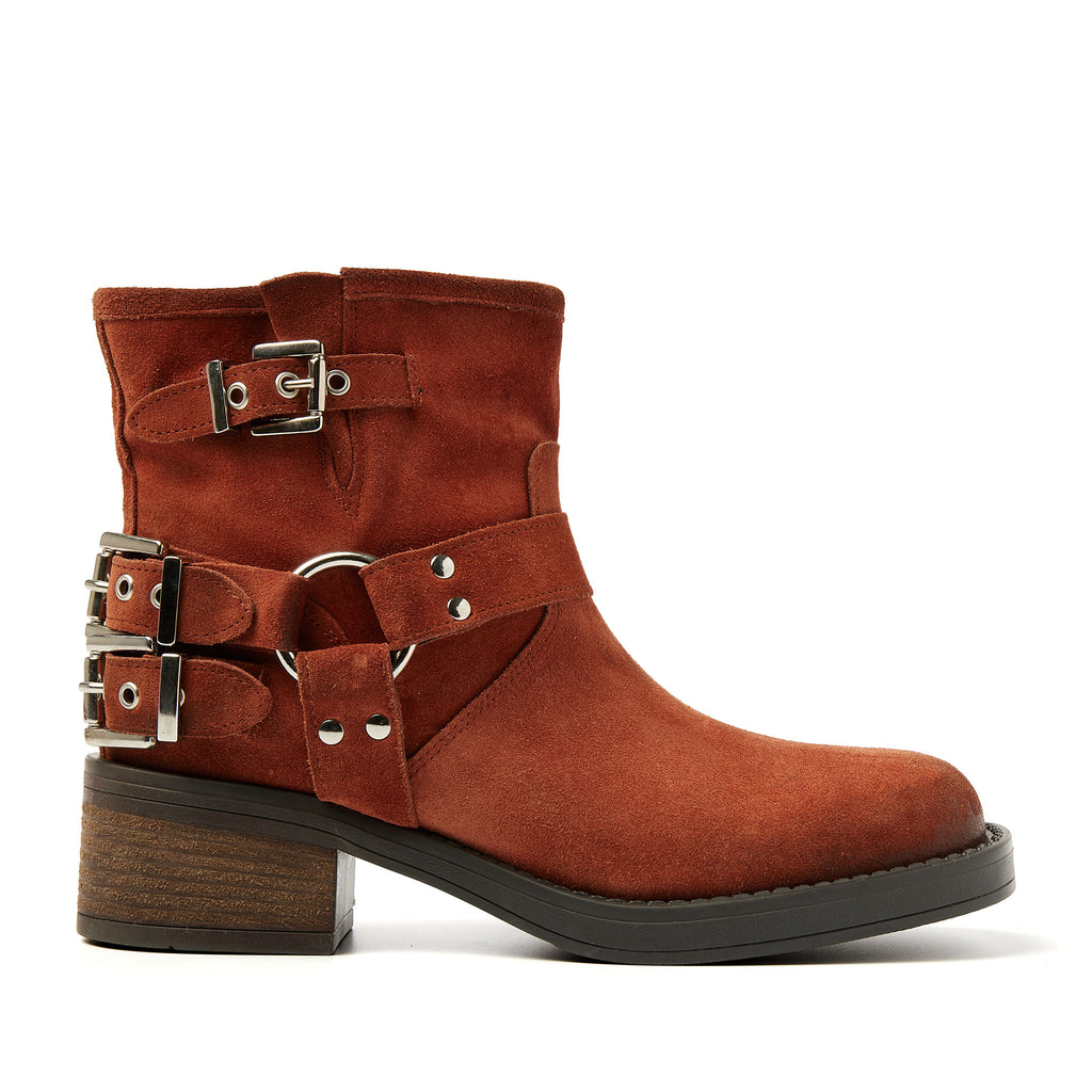 Coco Dames Biker Boots Suede Rust