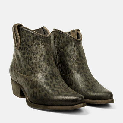 Nila Dames Enkellaarsjes Leer Green