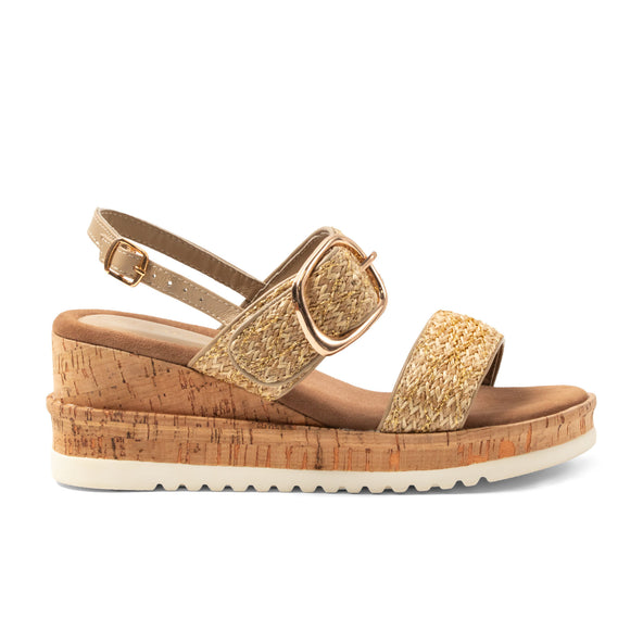 Carla Dames Sandalen Raffia Gold