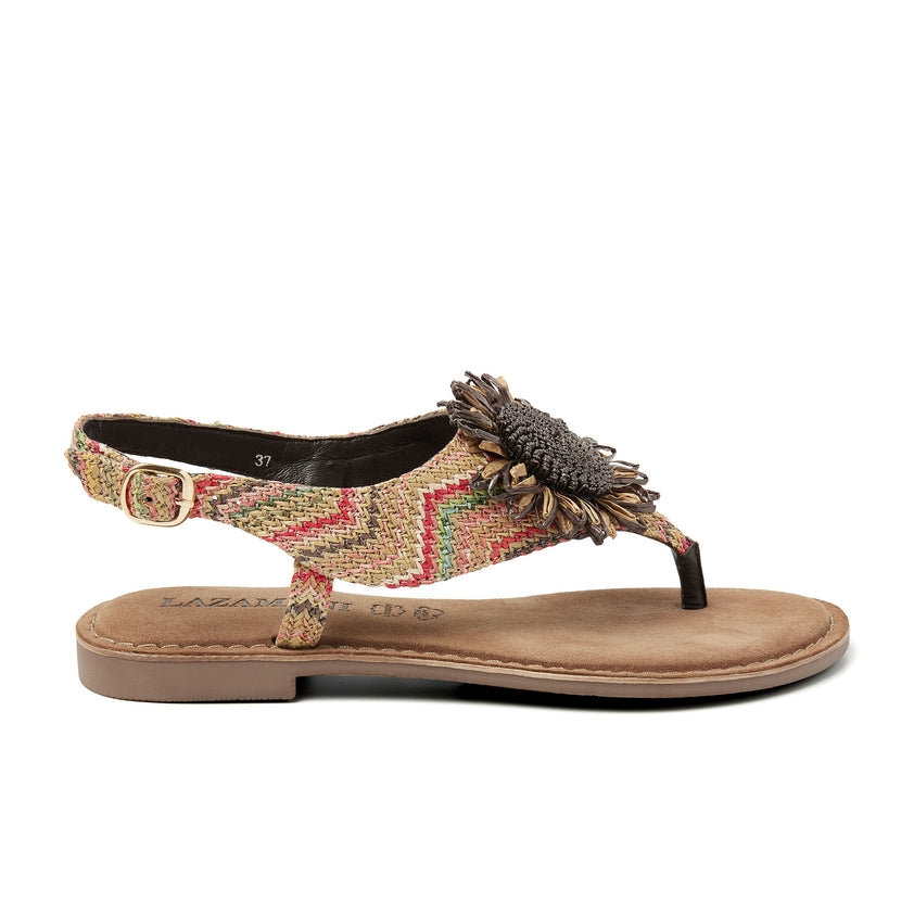 Dames Sandalen Raffia 75.120 Brown