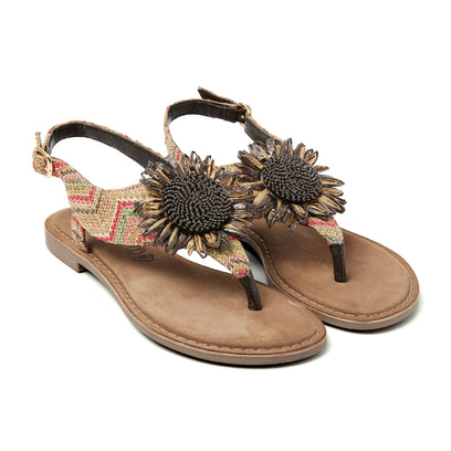 Dames Sandalen Raffia 75.120 Brown