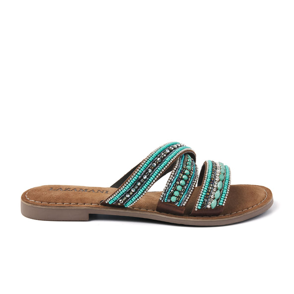 Marlin Leren Dames Slippers Aqua