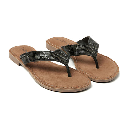 Ilja Leren Dames Slippers Black