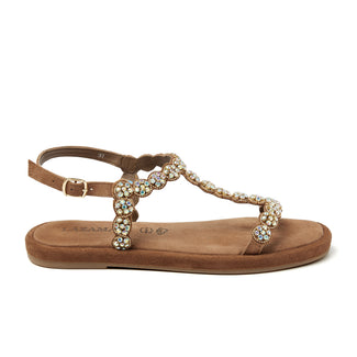 Dames Sandalen Leer 75.859 Taupe