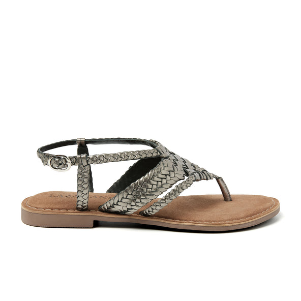 Valerie Leren Dames Sandalen Pewter