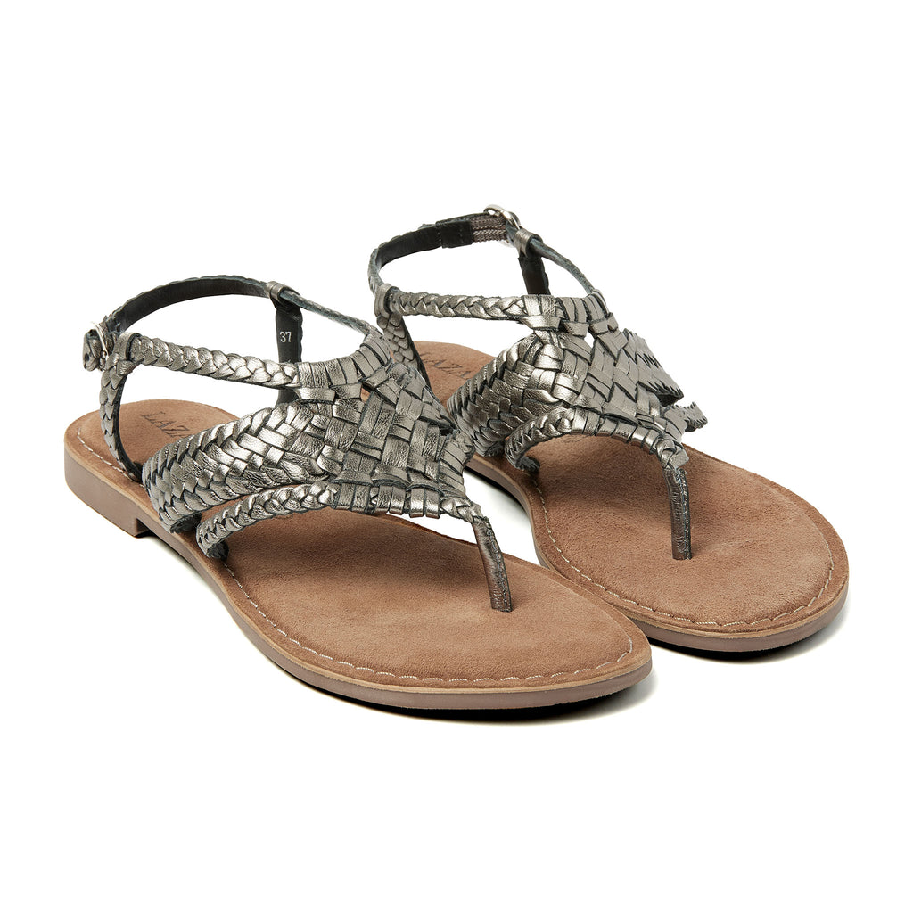 Valerie Leren Dames Sandalen Pewter