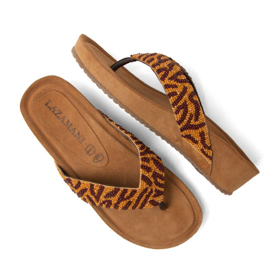 Liv Dames Teenslippers Leer Brown