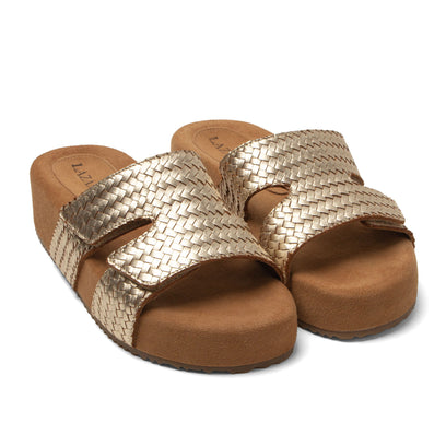 Mille Dames Slippers Leer Gold