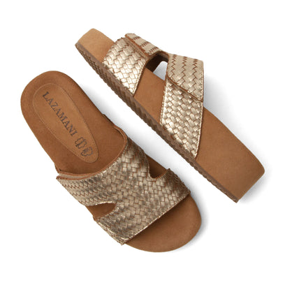 Mille Dames Slippers Leer Gold