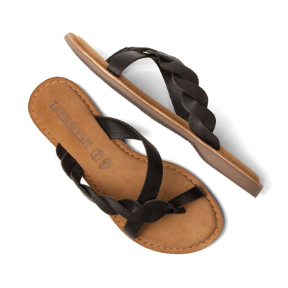 Avi Dames Teenslippers Leer Black