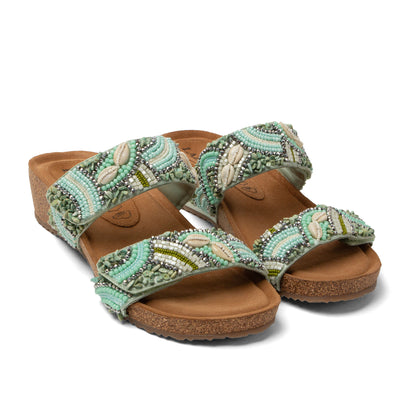 Dagmar Dames Slippers Leer Mint