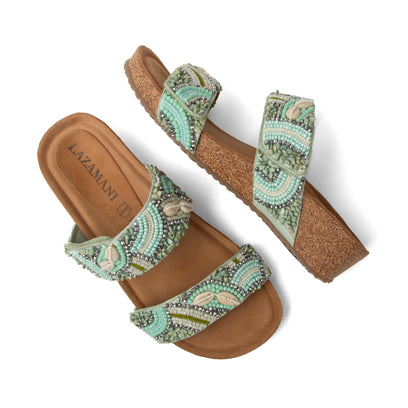 Dagmar Dames Slippers Leer Mint