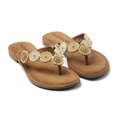 Loua Dames Teenslippers Suede Beige