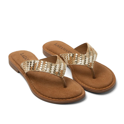 Tess Dames Teenslippers Leer Beige
