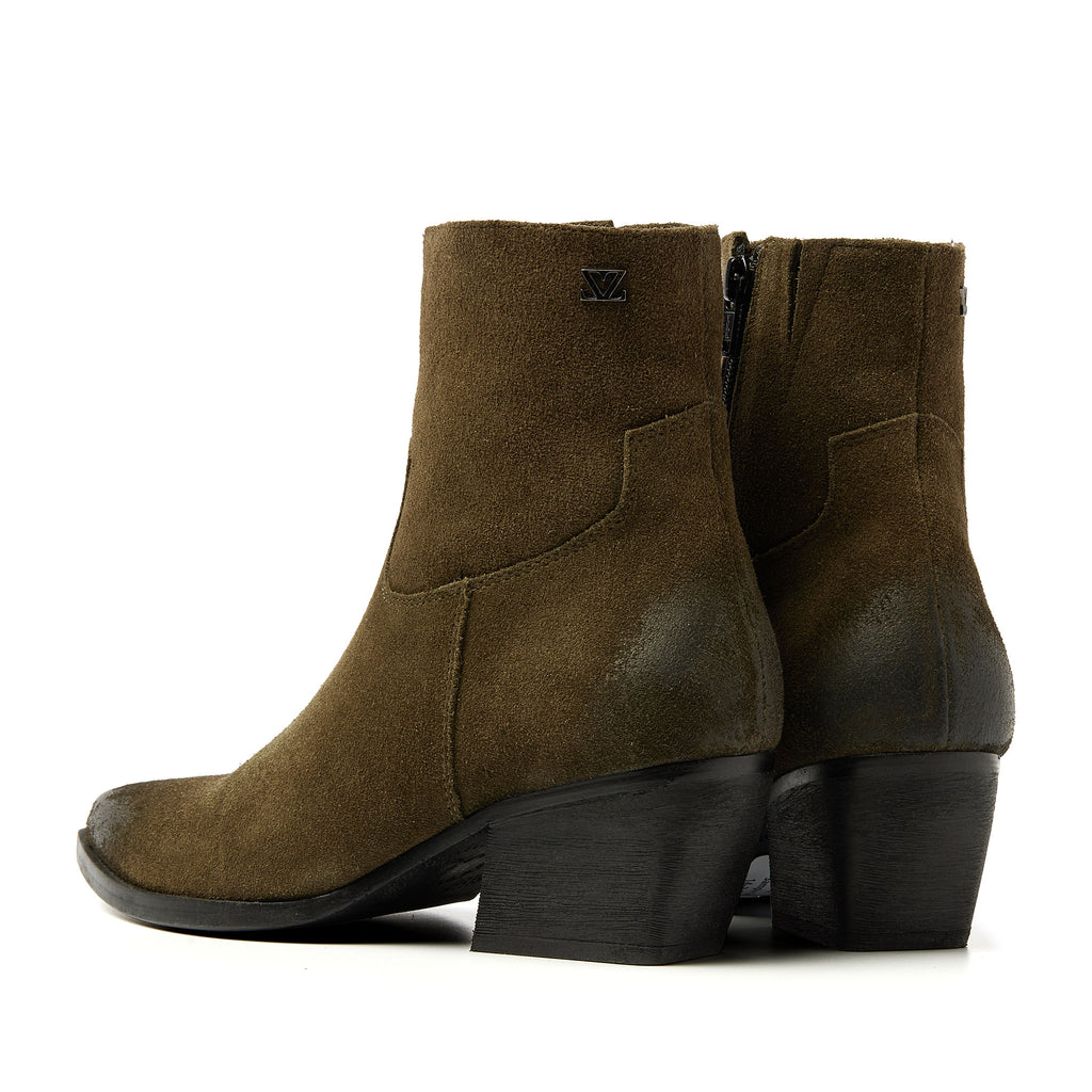 Alix Dames Enkellaarsjes Suede Khaki