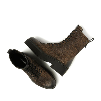 Nanine Dames Veterboots Leer Bronze