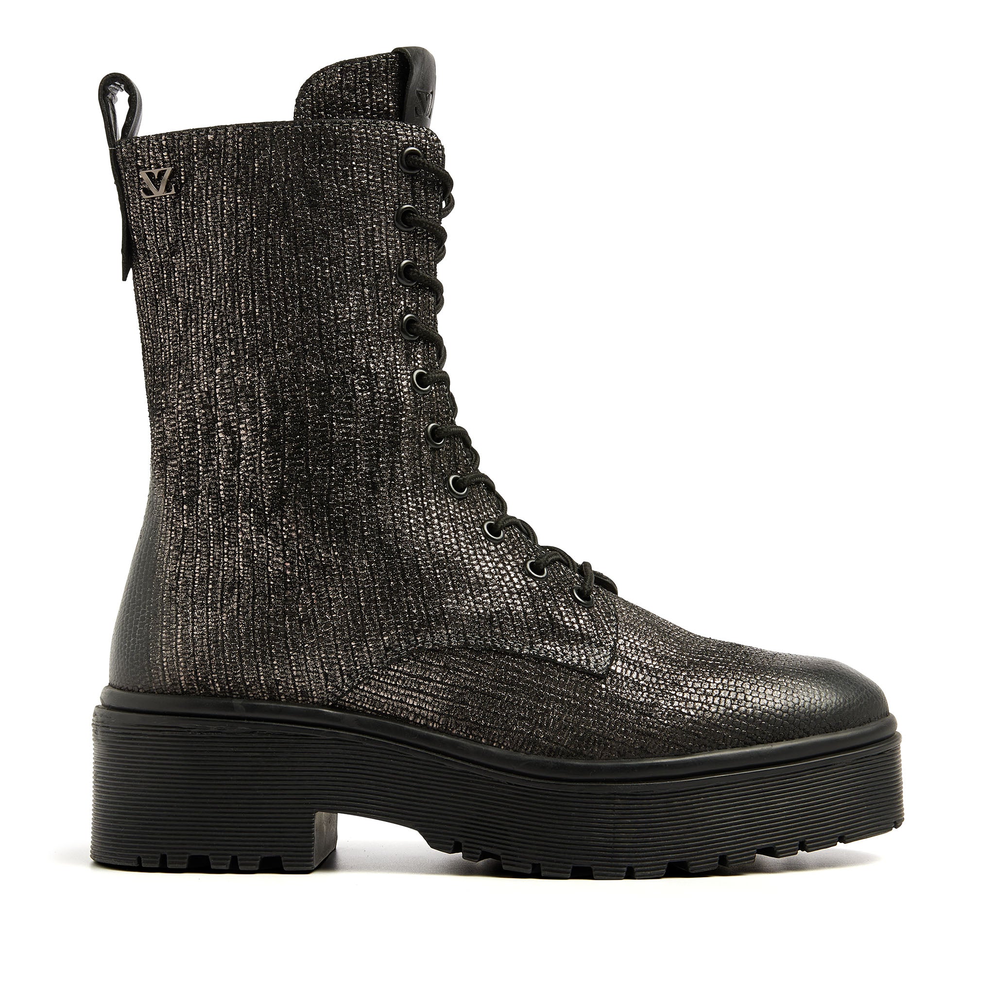 Nanine Dames Veterboots Leer Pewter