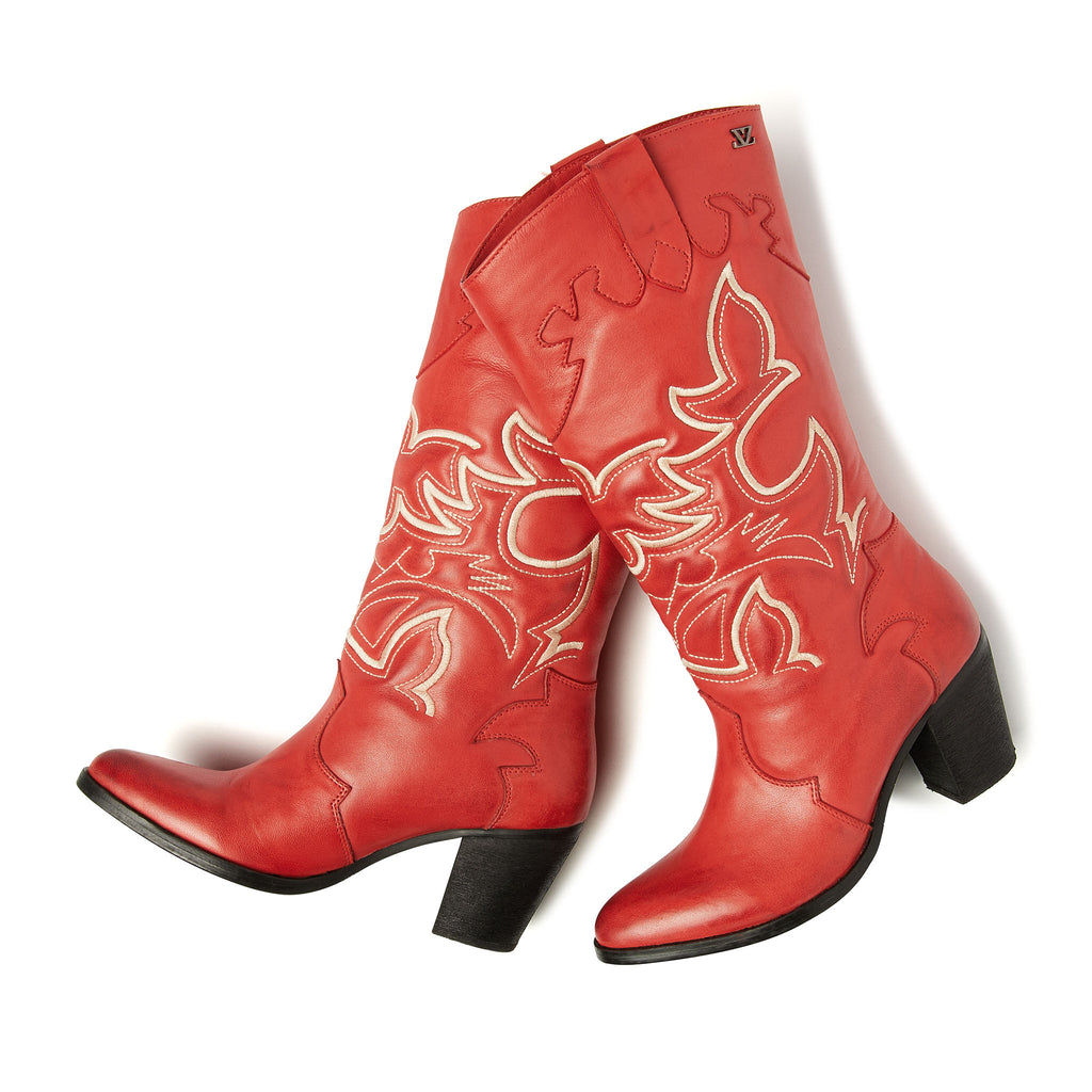 Ariane Dames Cowboy Laarzen Leer Red