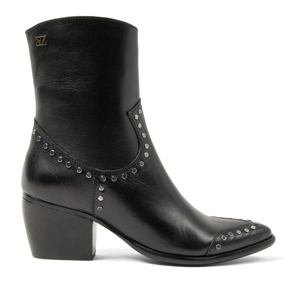 Kylie Dames Enkellaarsjes Leer Black
