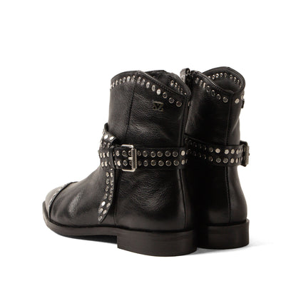 Zora Dames Enkellaarsjes Leer Black