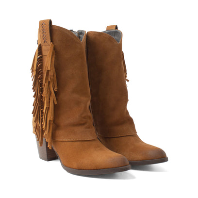 Emi Dames Laarzen Suede Cognac