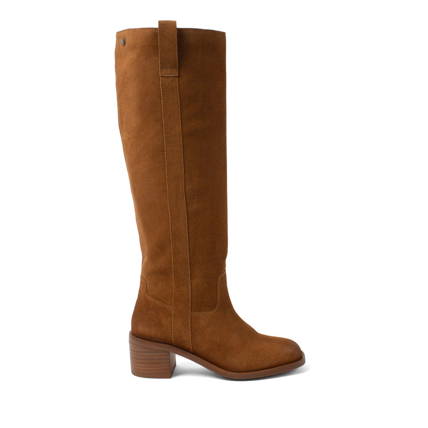 Elin Dames Laarzen Suede Cognac
