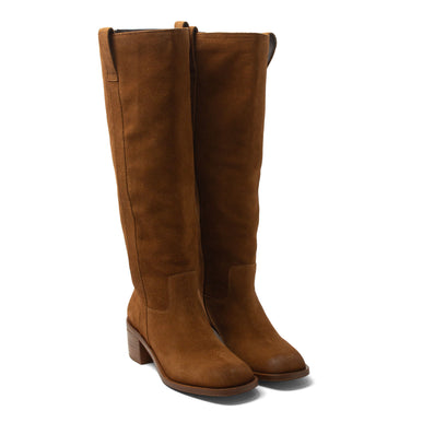 Elin Dames Laarzen Suede Cognac