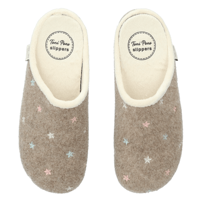 Mona-FT Dames Pantoffels Taupe