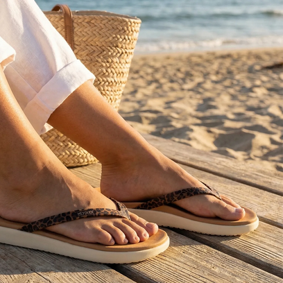 Maui Breeze Flip Dames Teenslippers Tan Leopard