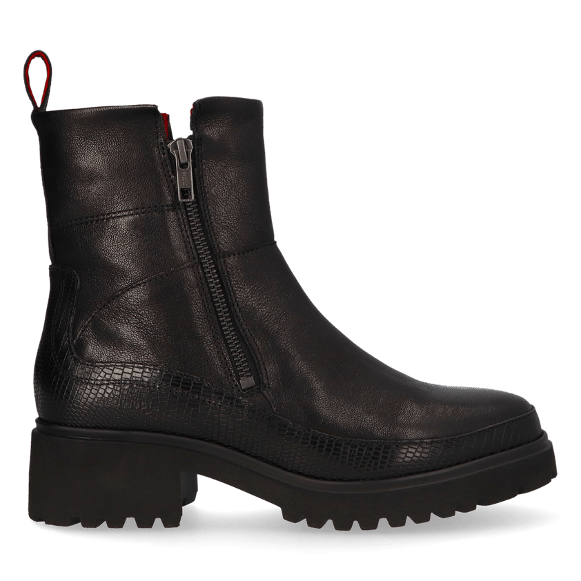 COCO 09.10 Dames Enkellaarsjes Leer Black