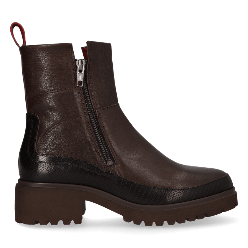COCO 09.11 Dames Enkellaarsjes Leer Dark Brown