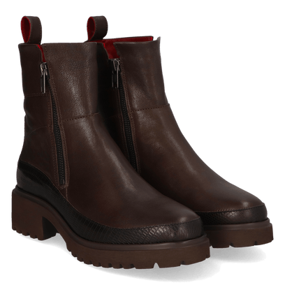 COCO 09.11 Dames Enkellaarsjes Leer Dark Brown