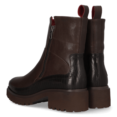 COCO 09.11 Dames Enkellaarsjes Leer Dark Brown
