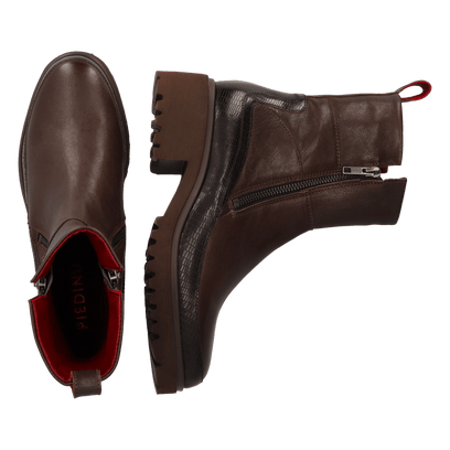 COCO 09.11 Dames Enkellaarsjes Leer Dark Brown
