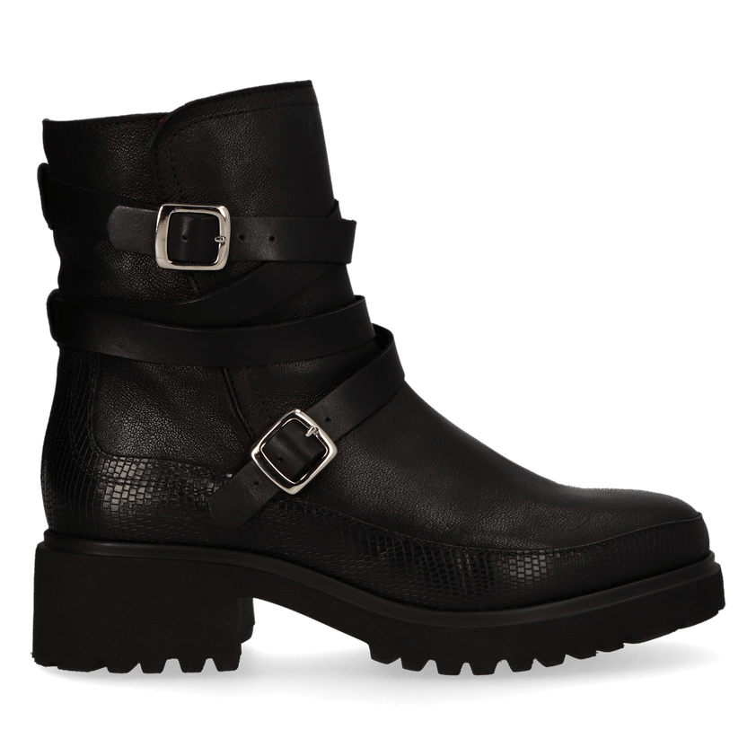 CODY 13.02 Dames Enkellaarsjes Leer Black